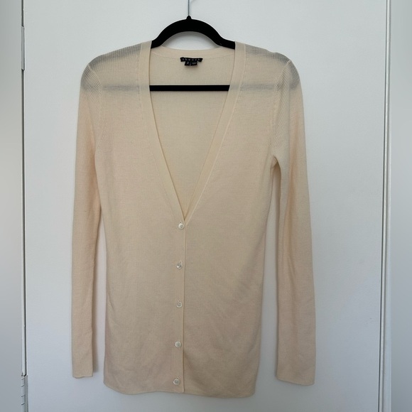 Theory Women's Wide Ribbed Cardigan Merino Wool Size Small - Picture 2 of 7
